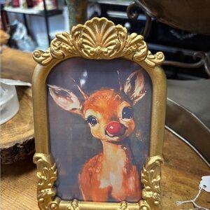 Gold Ornate Rudolph Deer Picture Frame